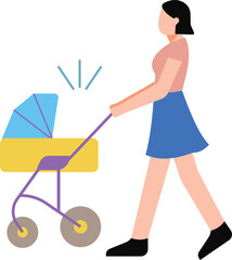 Fototapeta premium The girl is carrying a stroller.