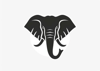 Elephant head vector illustration. Elephant, drawing, trunk, head, symbol, image, emblem on a white background. Flat style elephants face for graphic and