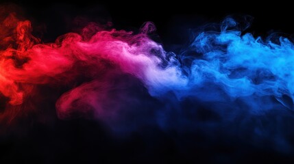 Obraz premium A vibrant swirl of red and blue smoke against a black background, creating an energetic and dynamic visual effect.