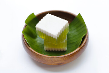 Pandan and coconut jelly. Thai Desserts.
