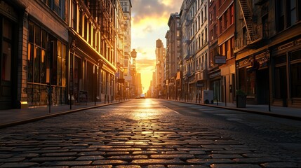 Obraz premium New york city manhattan soho street at sunset time background.