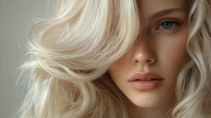 Fototapeta premium Beautiful blonde woman with volume hairstyle.