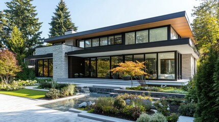 Fototapeta premium Modern House with a Water Feature