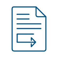 Document with Arrow Icon in Simple Blue Line Art on White Background