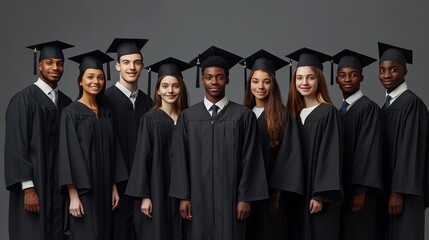 Group of diverse graduating students.