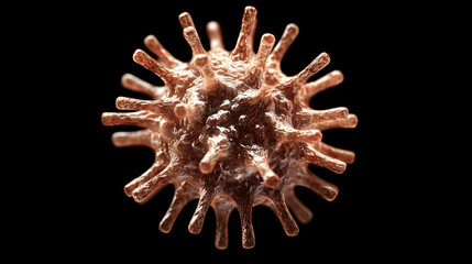 Close-up of 3D rendered monkeypox virus model on dark background