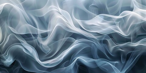 Obraz premium Abstract background with wavy elements and smoke texture in gray-blue tones, soft transitions.