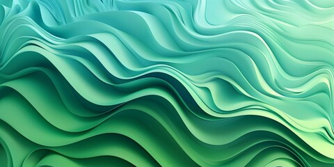 Fototapeta premium Abstract background with wavy elements and gradient texture in green and blue tones, gradient transitions, minimalist style.