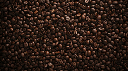 Full screen top view of coffee beans with rich brown color and detailed textures