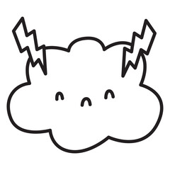 thunder weather doodle  icon transparent background