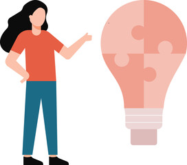 Girl solves creative puzzle.