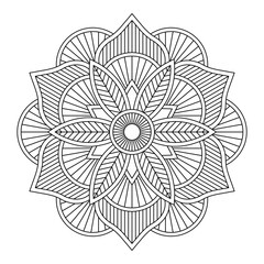Isolated mandala in vector. Round pattern in white and black colors. Vintage decorative element 