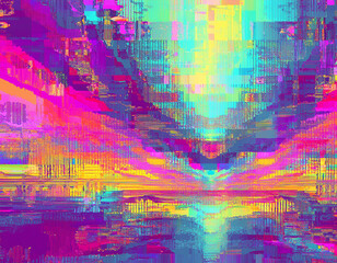 Obraz premium Abstract Pixelated Digital Noise Background Futuristic Glitch Texture with Modern Tech Aesthetic
