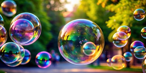 soap bubbles on black background