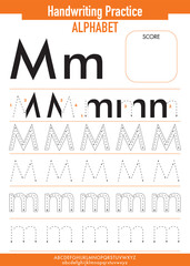 Alphabet Tracing Practice with Uppercase and Lowercase letter M