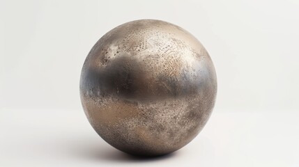 Metallic sphere sitting on white surface with rough texture
