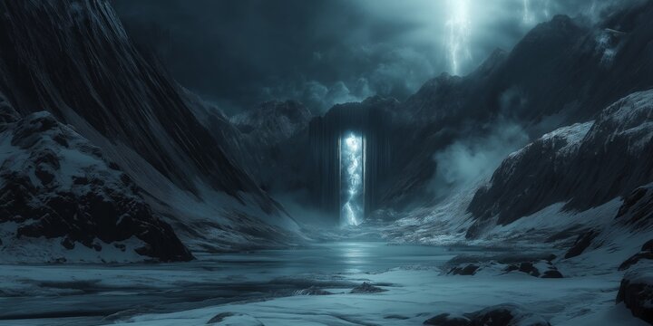 the rift warp gate , way to other worldly dimension with mist fog drifting around