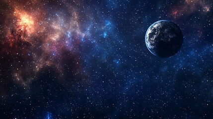 High-contrast space backdrop with distant galaxies and detailed Earth for sci-fi scenes