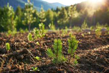 Obraz premium Young Pine Trees in a Forest