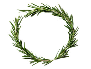 A beautiful circular wreath made of fresh green rosemary leaves, perfect for adding a natural touch to any decor.