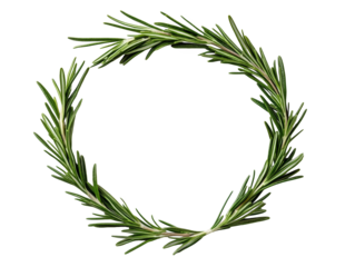 A beautiful circular wreath made of fresh green rosemary leaves, perfect for adding a natural touch to any decor.