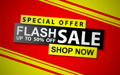 Flash sale banner background, vector design template for promotional event