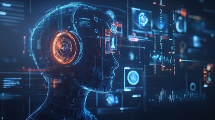 Obraz premium AI-driven communication concept with digital assistants and smart devices interacting seamlessly, showcasing the future of technology.