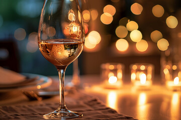 Luxury candlelight dinner setup for couple on Valentine day Romantic date anniversary, Generative AI