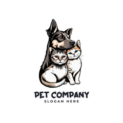 Vector Pet Shop Logo Design Template. Pet company logo. Dog and cat animal pet logo design inspiration