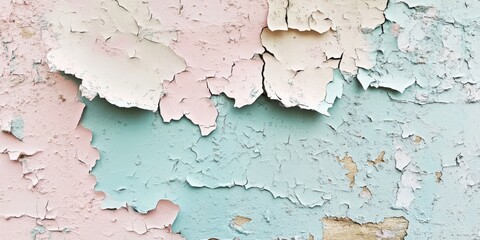 Obraz premium Peeling pastel paint texture of an abandoned house wall creating eerie, haunted vibes