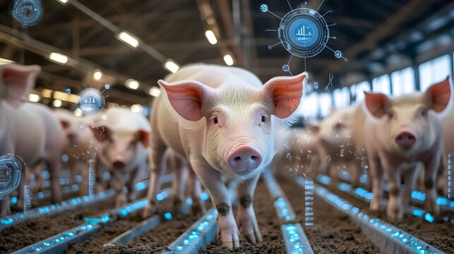 Smart Sensors Monitoring Pig Health and Environment on High-Tech Farm for Precision Management - Powered by Adobe