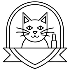 Stylized Cat Bar Logo - Vector Art Illustration