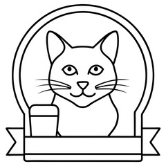 Stylized Cat Bar Logo - Vector Art Illustration