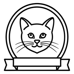 Stylized Cat Bar Logo - Vector Art Illustration