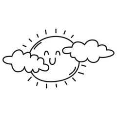 cloud and sun weather symbol doodle icon transparent background