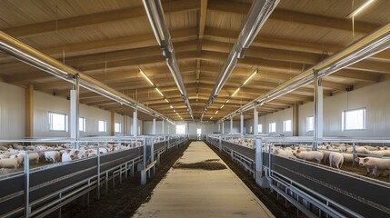 Obraz premium High-Tech Pig Breeding Facility with Automated Monitoring and Genetic Selection Systems for Optimal