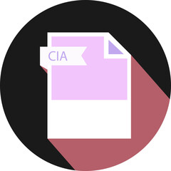 CIA File format icon and black shadow circular shape