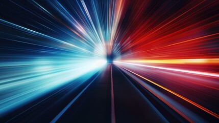 Obraz premium A vibrant, futuristic tunnel of blurred lights in a city.