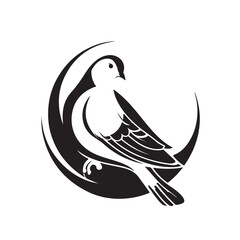 
Black and White Pigeon Logo Design Circular Vector Art with Transparent Background for Branding Purposes