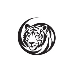 Tiger Logo Symbol Combined with Circle Vector Art for Branding and Identity isolated on transparent background
