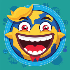 a cartoon of a planet with a smile on it