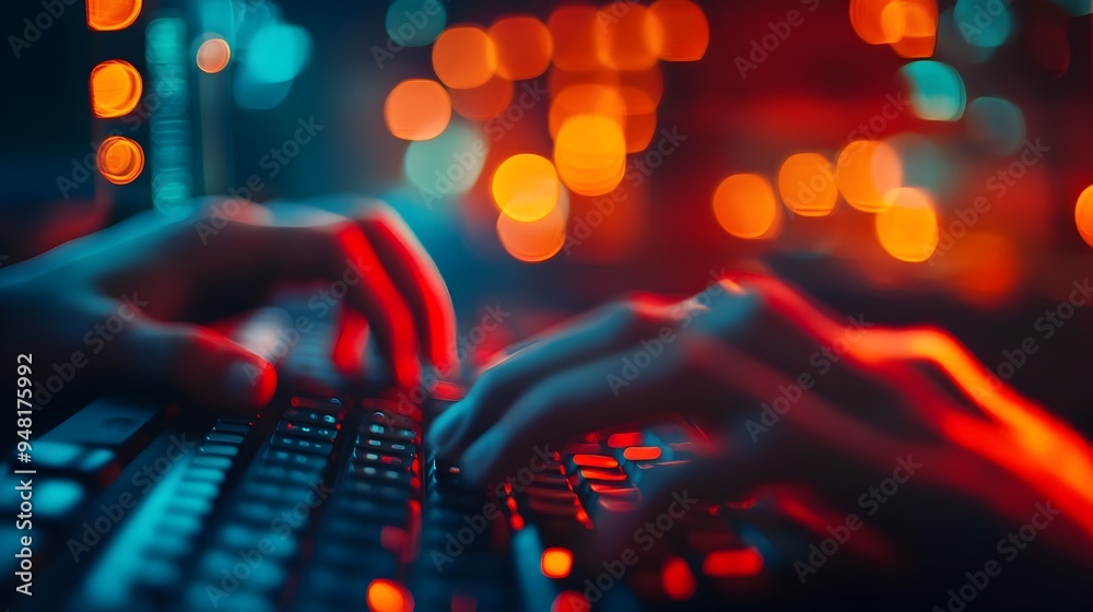 Poster focused developer coding late at night for website project