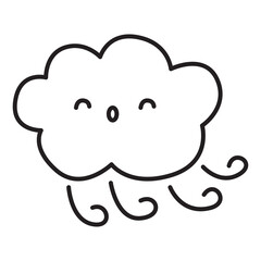 windy cloud weather doodle icon transparent background