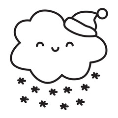 winter or cloud and snow weather doodle icon transparent background