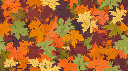 Seamless Autumn Leaves Wallpaper in Traditional Fall Colors