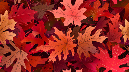 Fototapeta premium Seamless Autumn Leaves Wallpaper in Traditional Fall Colors