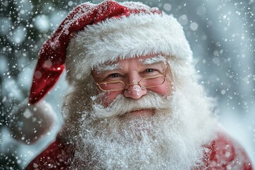 Portrait of Santa Claus. Kind eyes and smile.