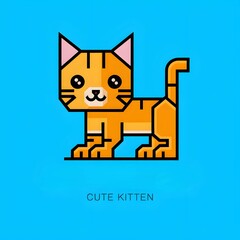 cute cat kitten kitty geometric cartoon. clipart vector illustration