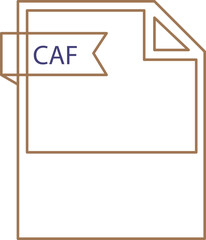 CAF File format icon black outline and light color text