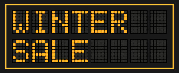 Orange color led banner in word winter sale on black background